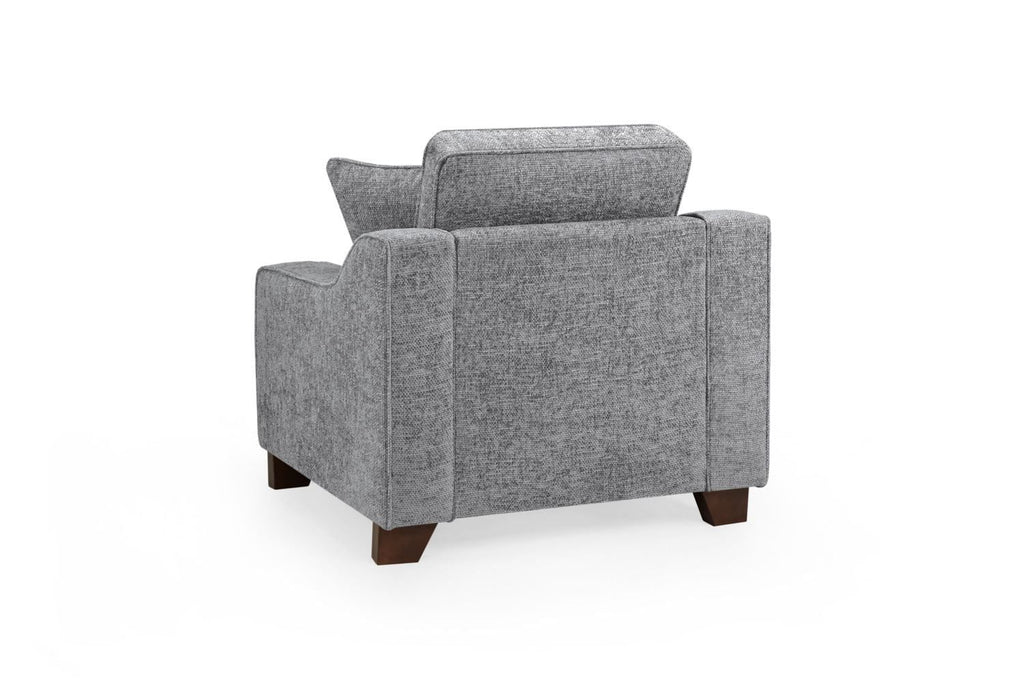 Slate Grey Woven Fabric Armchair Wooden Feet - Home Furniture Interiors