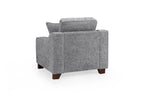 Slate Grey Woven Fabric Armchair Wooden Feet - Home Furniture Interiors
