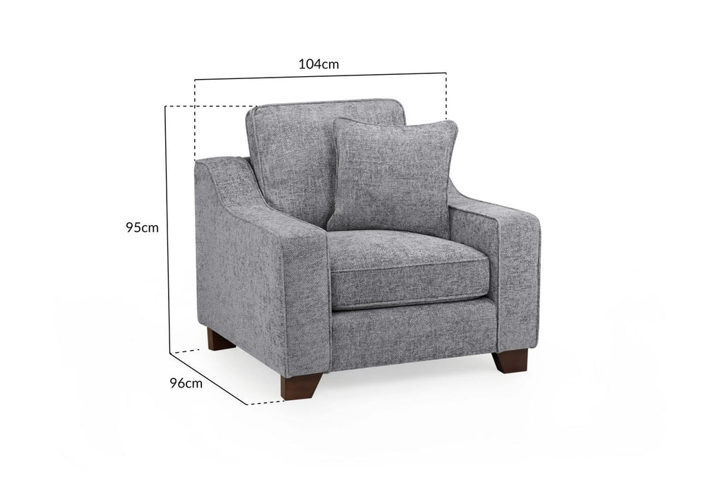 Slate Grey Woven Fabric Armchair Wooden Feet - Home Furniture Interiors