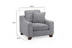 Slate Grey Woven Fabric Armchair Wooden Feet - Home Furniture Interiors