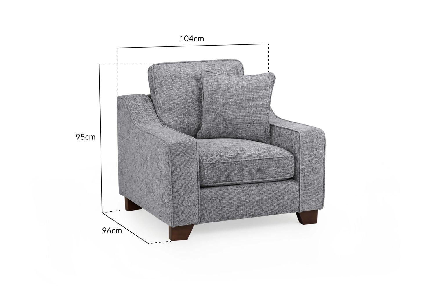 Slate Grey Woven Fabric Armchair Wooden Feet - Home Furniture Interiors