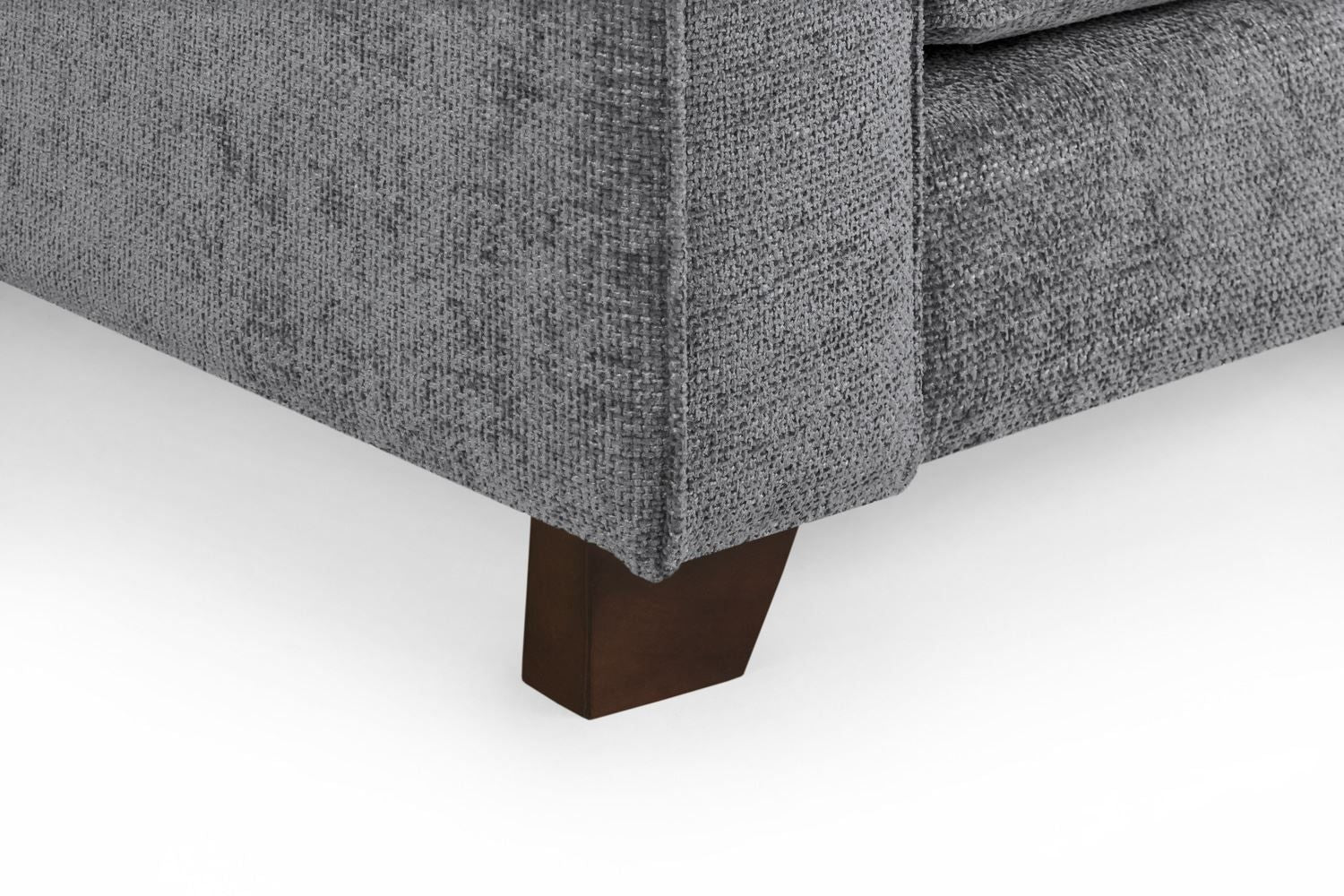 Slate Grey Woven Fabric Armchair Wooden Feet - Home Furniture Interiors