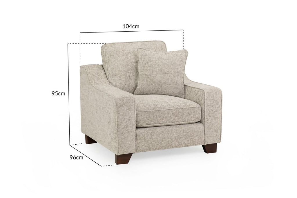 Stone Fabric Armchair with Dark Wooden Feet - Home Furniture Interiors
