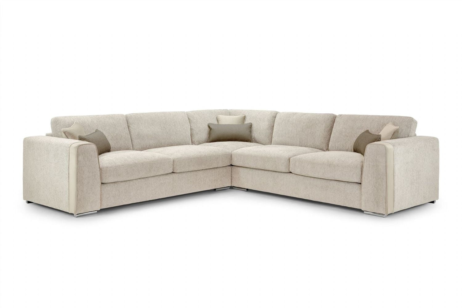 Beige Fabric Large Corner Sofa Group - Home Furniture Interiors