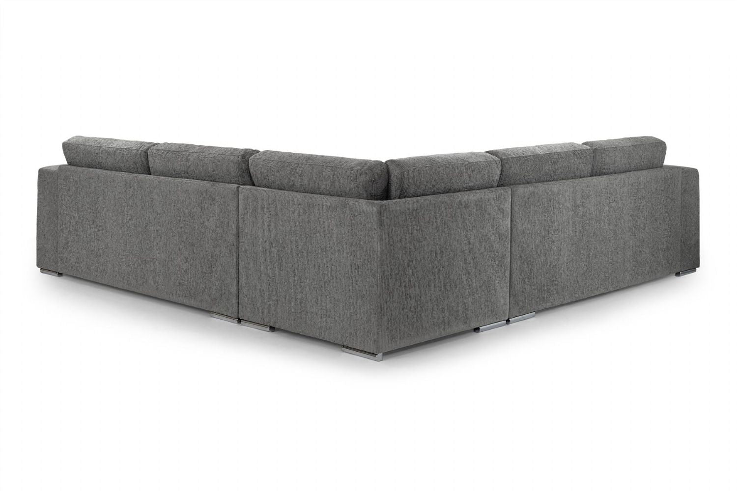 Grey Chenille Fabric Large Corner Sofa - Home Furniture Interiors
