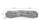 Grey Fabric Large Corner Group Sofa Curved Arms - Home Furniture Interiors