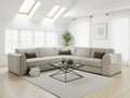 Beige Fabric Large Corner Sofa Group - Home Furniture Interiors