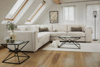 Beige Fabric Large Corner Sofa Group - Home Furniture Interiors