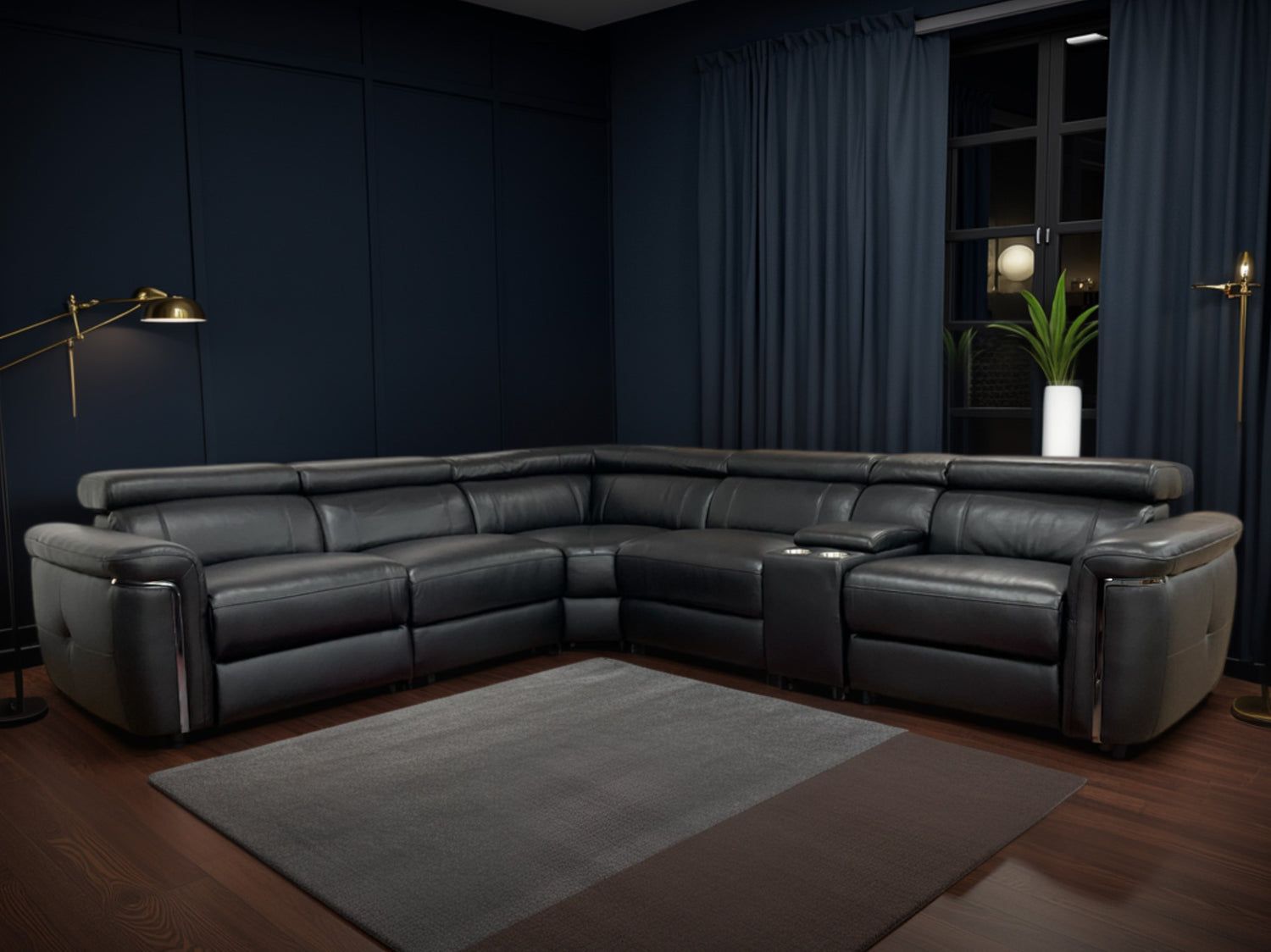 Somerville Electric Recliner Sofa Black Large Corner - Home Furniture Interiors