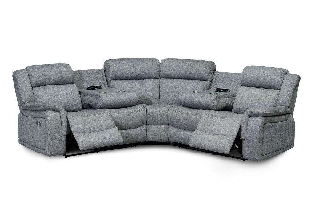 Grey Fabric Large Electric Corner Recliner Sofa - Home Furniture Interiors
