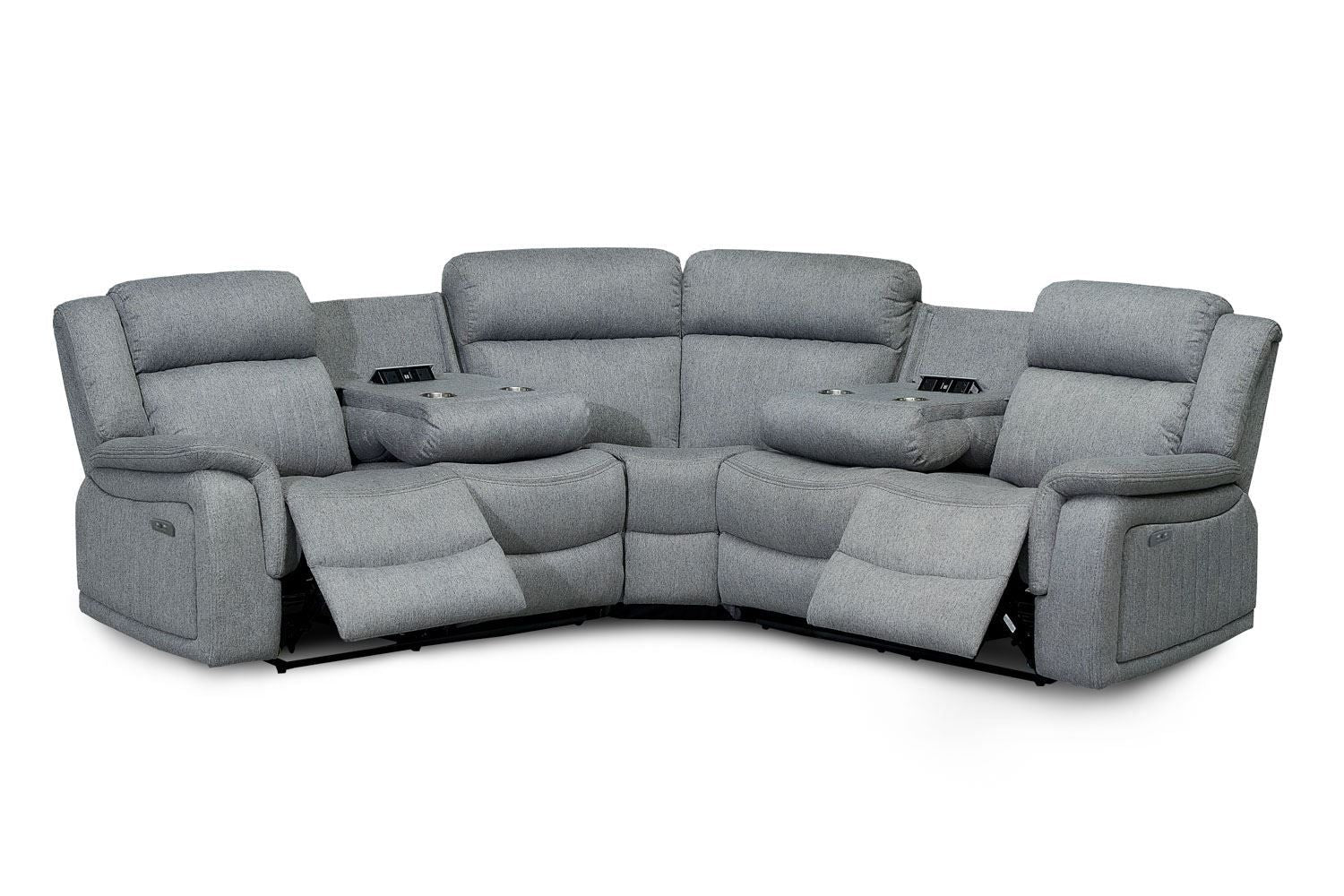 Grey Fabric Large Electric Corner Recliner Sofa - Home Furniture Interiors