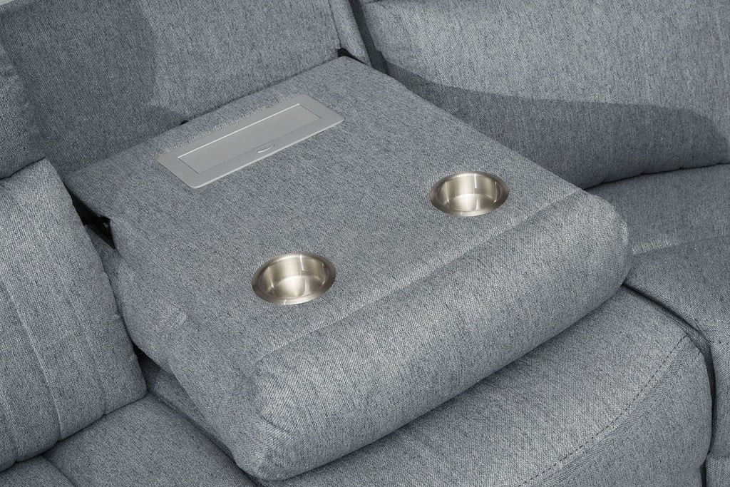Grey Fabric Large Electric Corner Recliner Sofa - Home Furniture Interiors