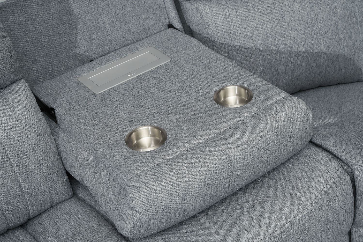 Grey Fabric Large Electric Corner Recliner Sofa - Home Furniture Interiors