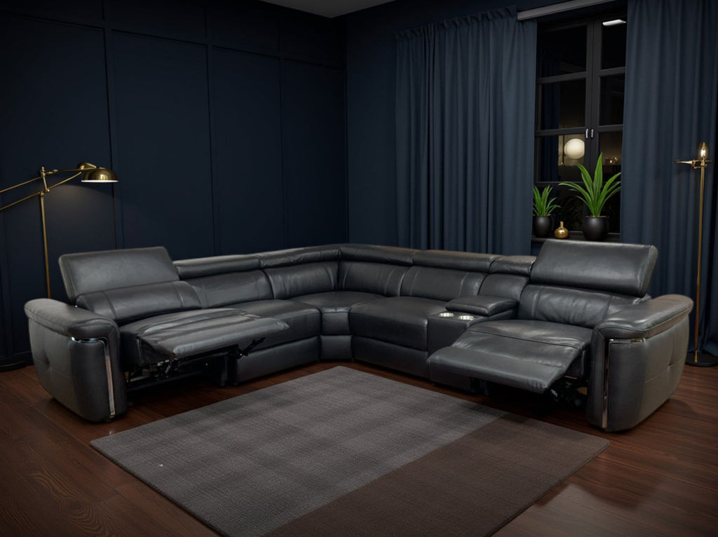 Somerville Electric Recliner Sofa Black Large Corner - Home Furniture Interiors