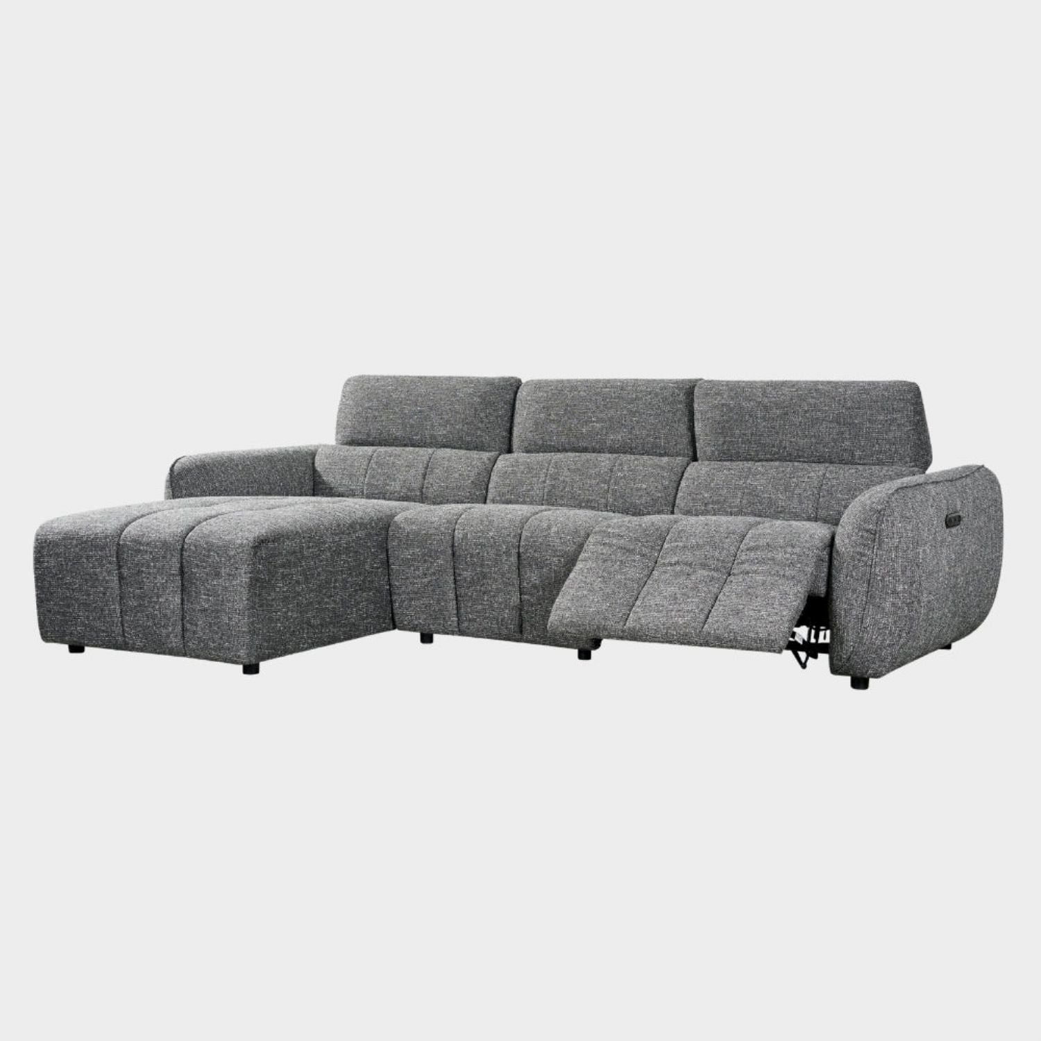 Charcoal Fabric Electric Recliner Corner Sofa Left Hand Facing - Home Furniture Interiors