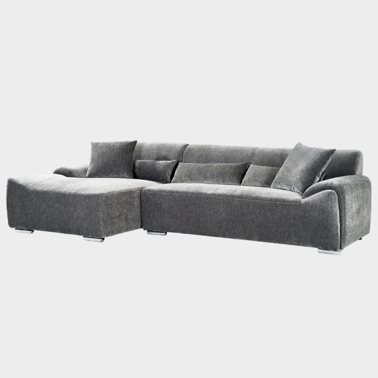 Charcoal Fabric Left Hand Facing Corner Sofa - Home Furniture Interiors