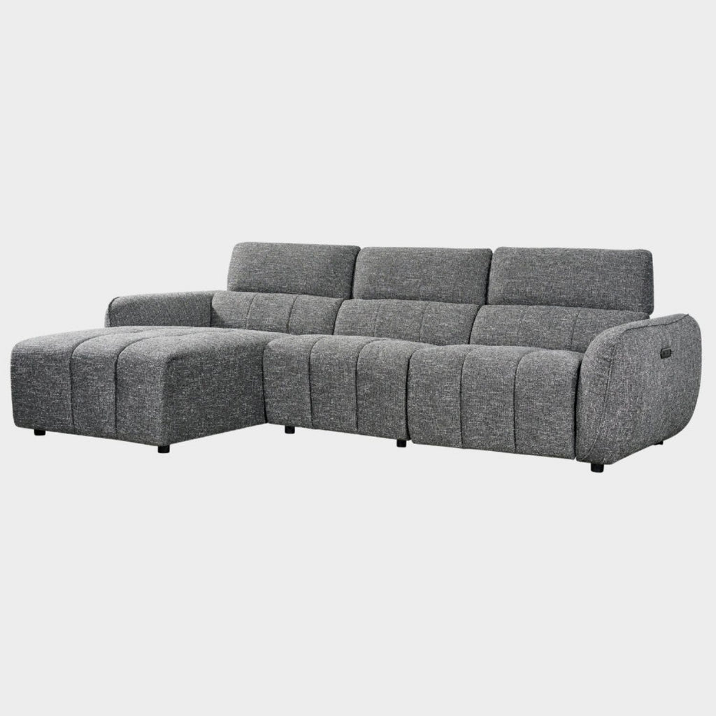 Charcoal Fabric Electric Recliner Corner Sofa Left Hand Facing - Home Furniture Interiors