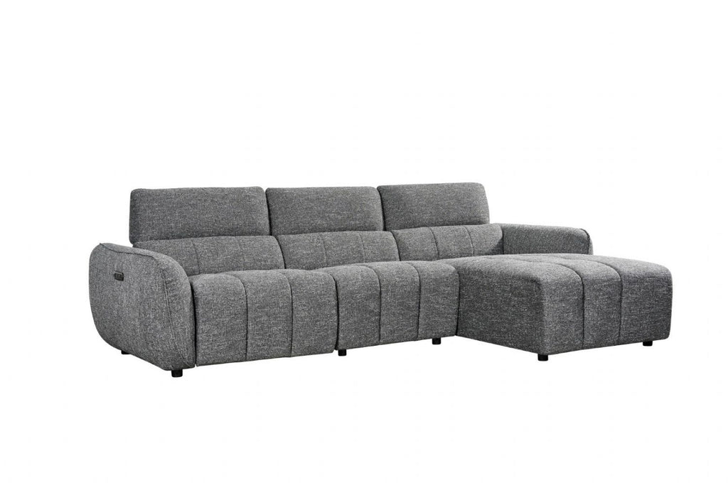 Charcoal Fabric Electric Recliner Corner Sofa RHF - Home Furniture Interiors
