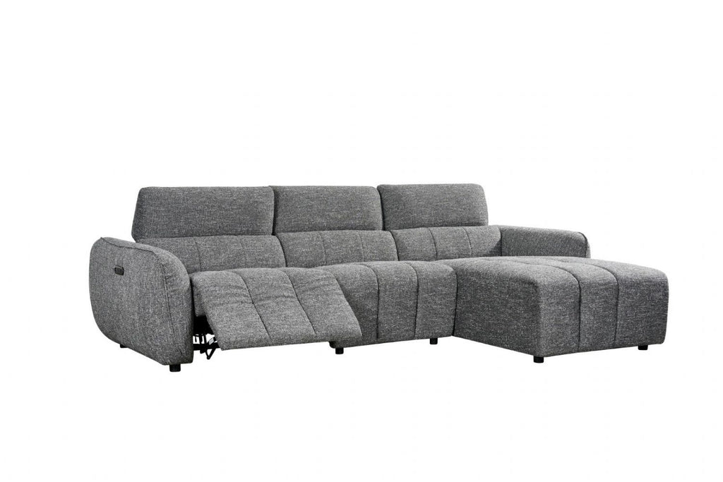 Charcoal Fabric Electric Recliner Corner Sofa RHF - Home Furniture Interiors
