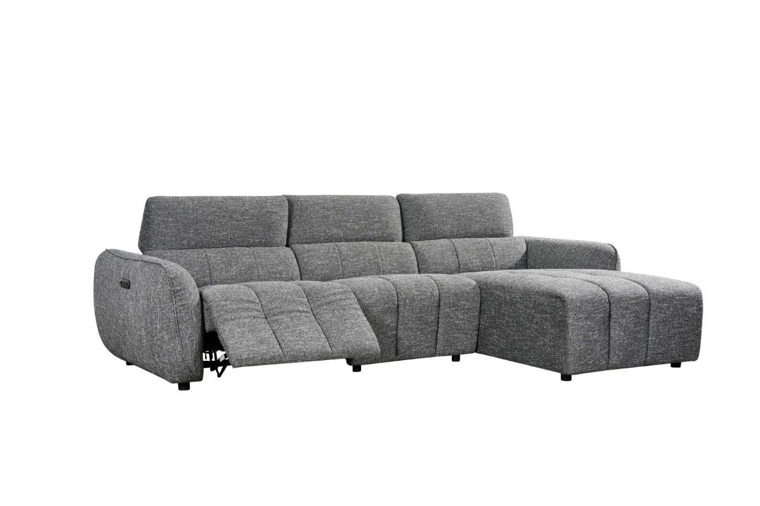 Charcoal Fabric Electric Recliner Corner Sofa RHF - Home Furniture Interiors