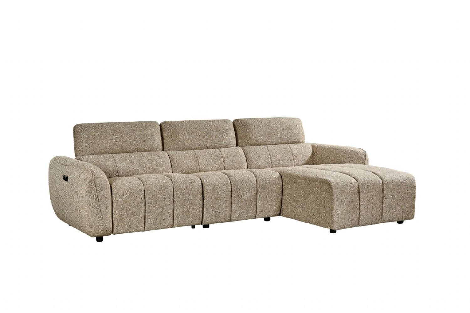 Mocha Fabric Electric Recliner Corner Sofa Right Hand Facing - Home Furniture Interiors