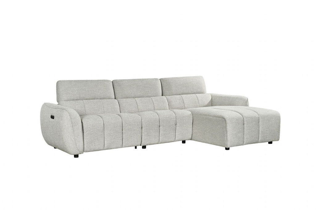 Silver Fabric Electric Recliner Corner Sofa Right Hand Sofa - Home Furniture Interiors