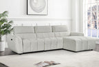 Silver Fabric Electric Recliner Corner Sofa Right Hand Sofa - Home Furniture Interiors
