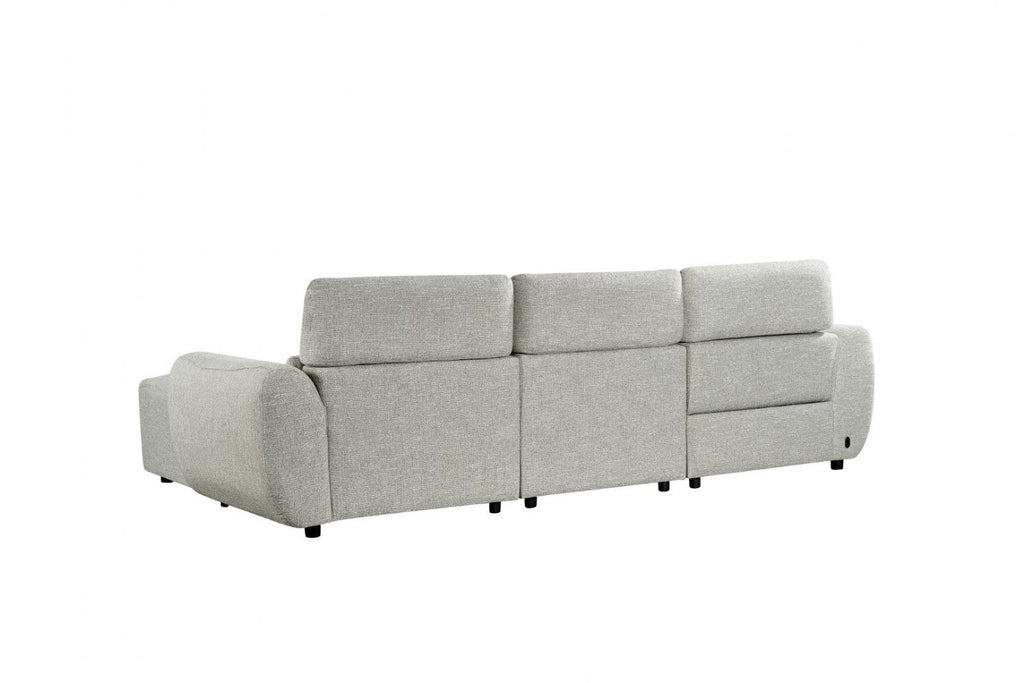 Silver Fabric Electric Recliner Corner Sofa Right Hand Sofa - Home Furniture Interiors