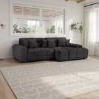 Black Fabric Upholsterd Right Hand Facing Corner Sofa - Home Furniture Interiors