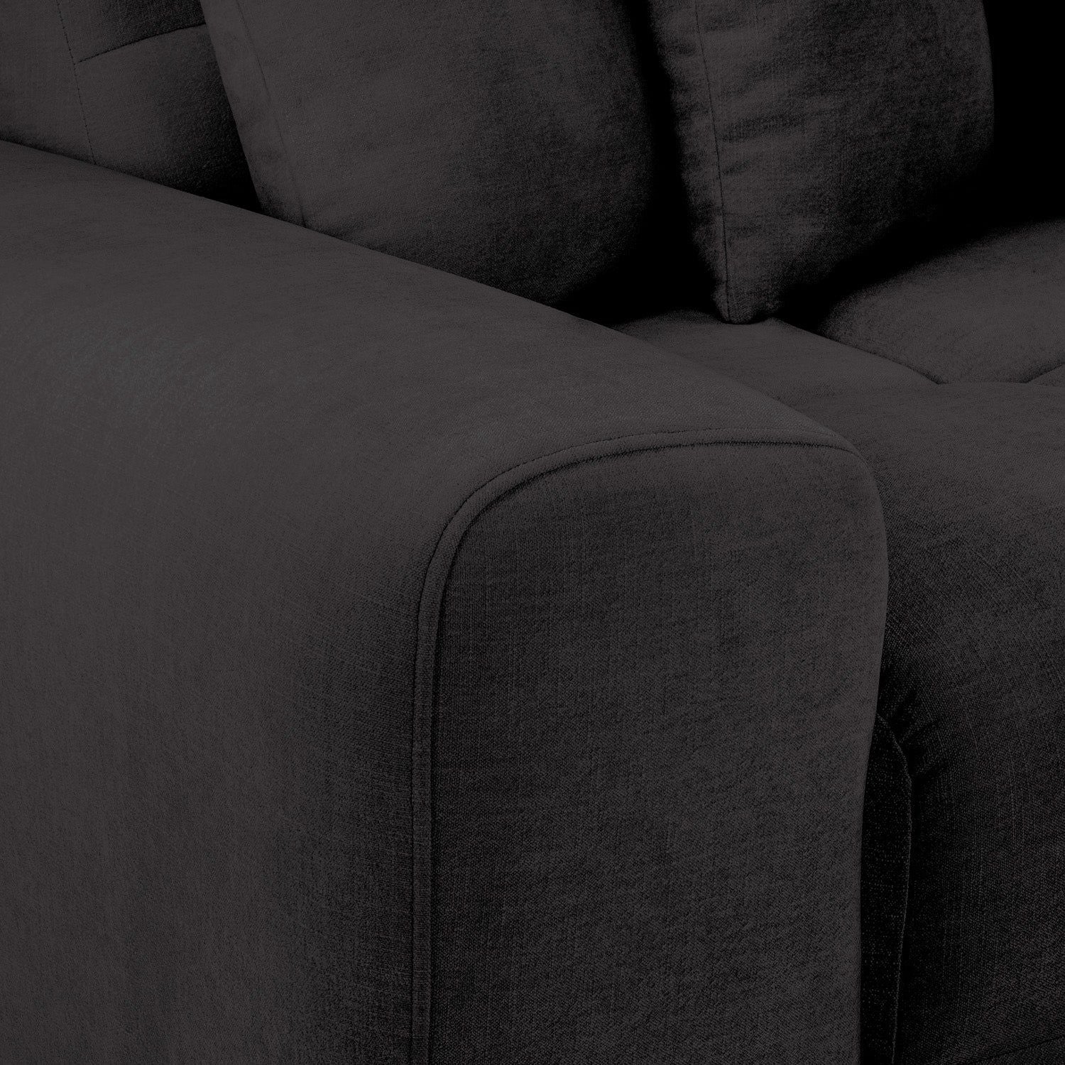 Black Fabric Upholstered Left Hand Facing Corner Sofa - Home Furniture Interiors