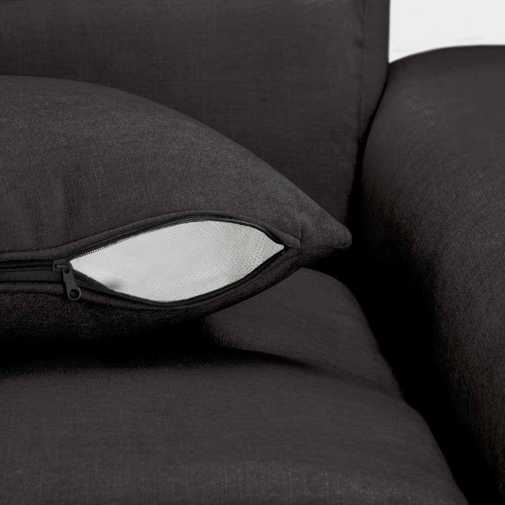 Black Fabric Upholstered Left Hand Facing Corner Sofa - Home Furniture Interiors