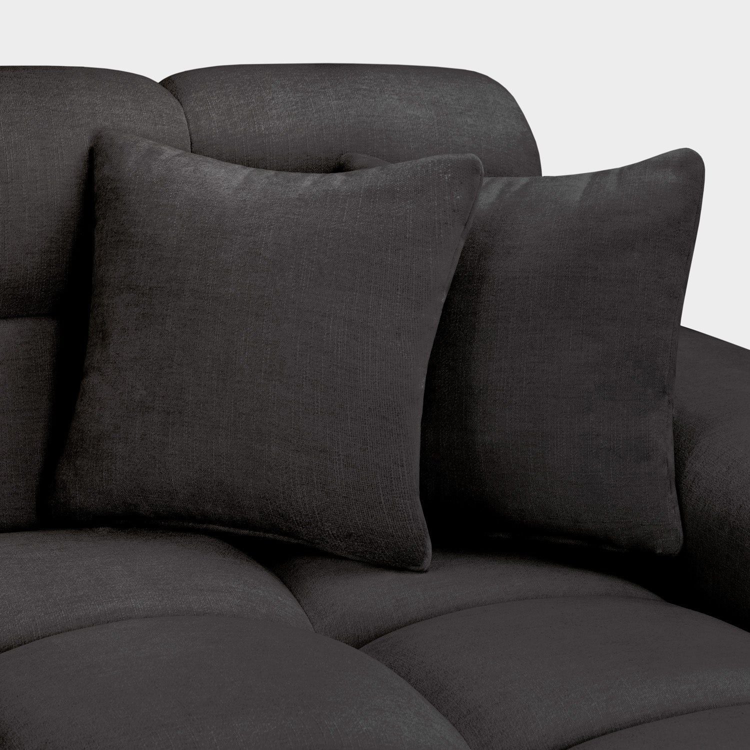 Black Fabric Upholstered Left Hand Facing Corner Sofa - Home Furniture Interiors