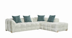 Beige Fabric Right Hand Facing L Shape Corner Sofa - Home Furniture Interiors