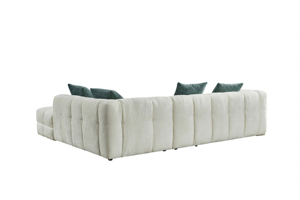 Beige Fabric Right Hand Facing L Shape Corner Sofa - Home Furniture Interiors