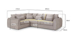 Grey Fabric Pillow Back Corner Sofa Left Hand Facing - Home Furniture Interiors