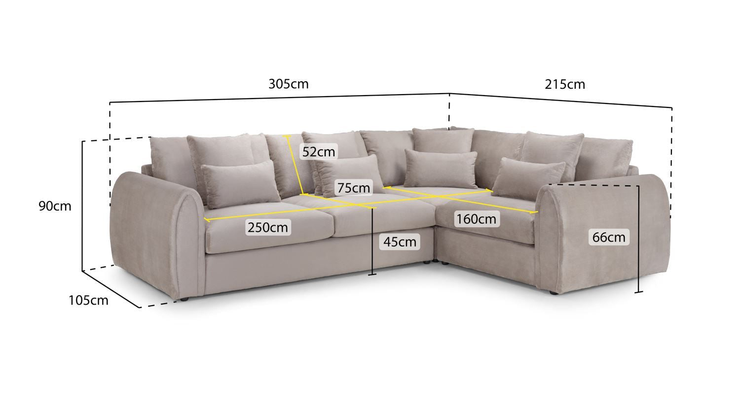 Grey Velvet Corner Group Sofa Right Hand Facing - Home Furniture Interiors
