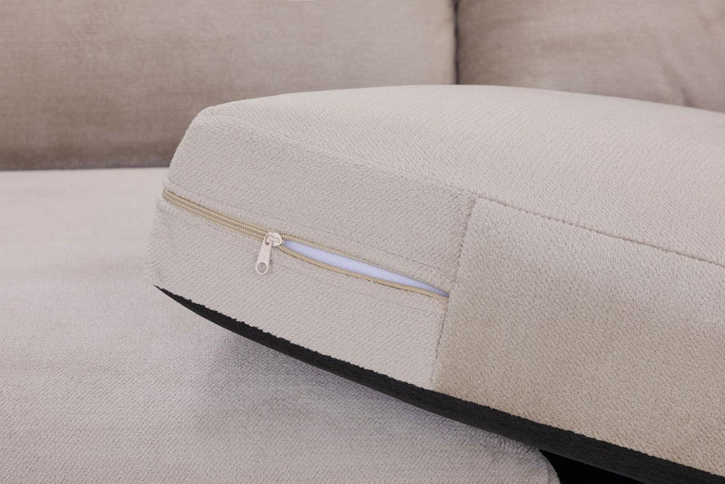Mocha Velvet Large Corner Sofa Left Hand Facing - Home Furniture Interiors