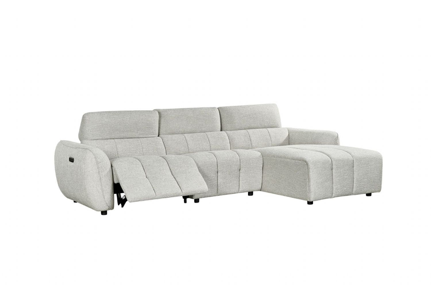Silver Fabric Electric Recliner Corner Sofa Right Hand Sofa - Home Furniture Interiors