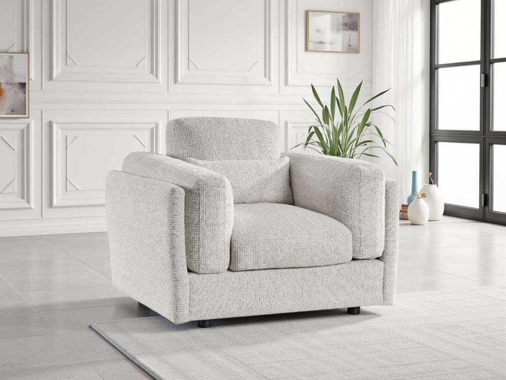 Beige Texture Fabric Armchair Laid Back Design
