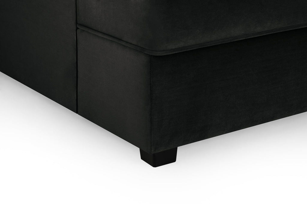 Black Fabric U Shape Plush Black Corner Sofa - Home Furniture Interiors