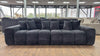 Black Textured Fabric Large 4 Seater Sofa