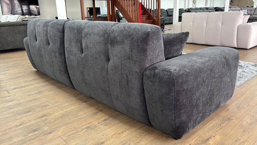 Black Textured Fabric Large 4 Seater Sofa - Home Furniture Interiors