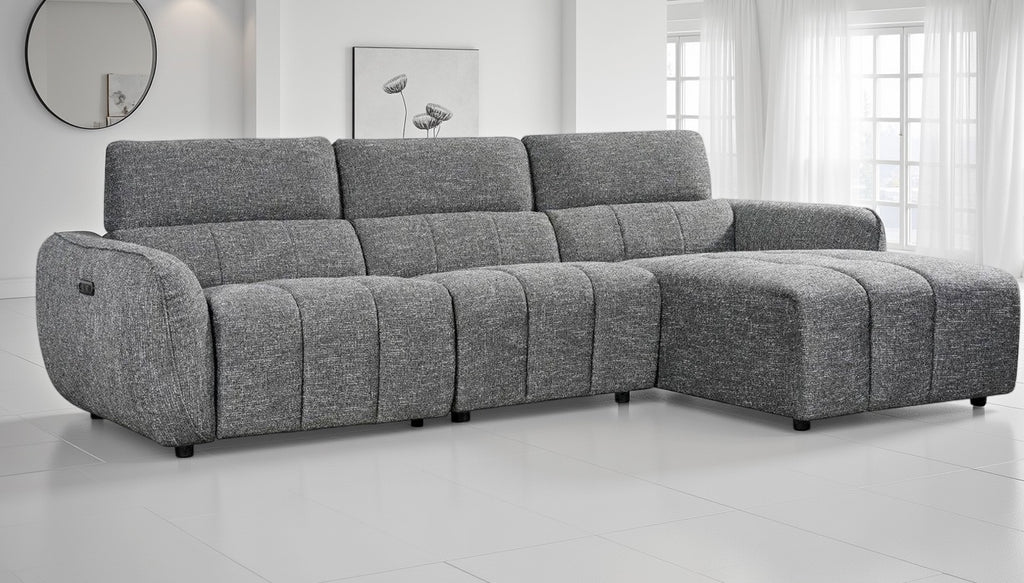 Turin Electric Recliner Sofa Charcoal Right Hand - Home Furniture Interiors