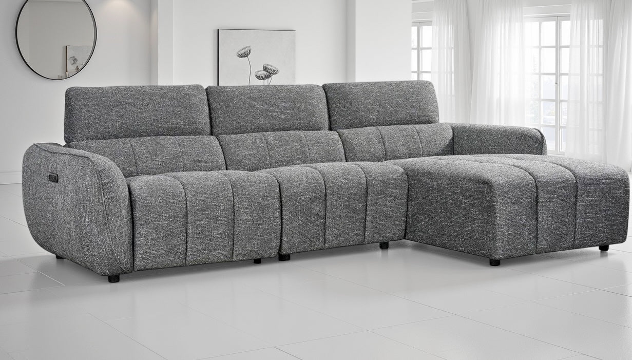 Turin Electric Recliner Sofa Charcoal Right Hand - Home Furniture Interiors