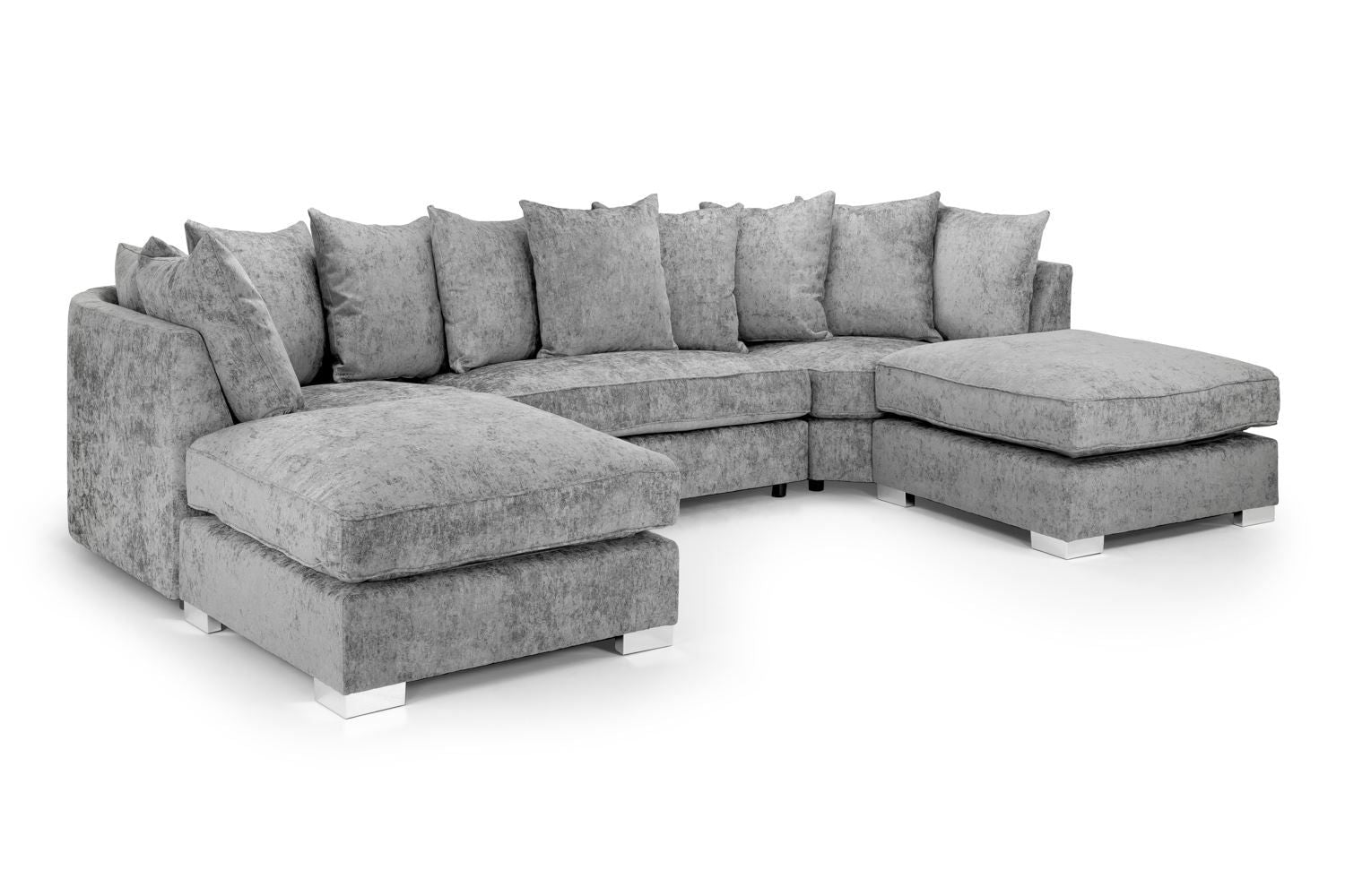 Platinum Fabric Scatterback Corner U Shape Sofa - Home Furniture Interiors