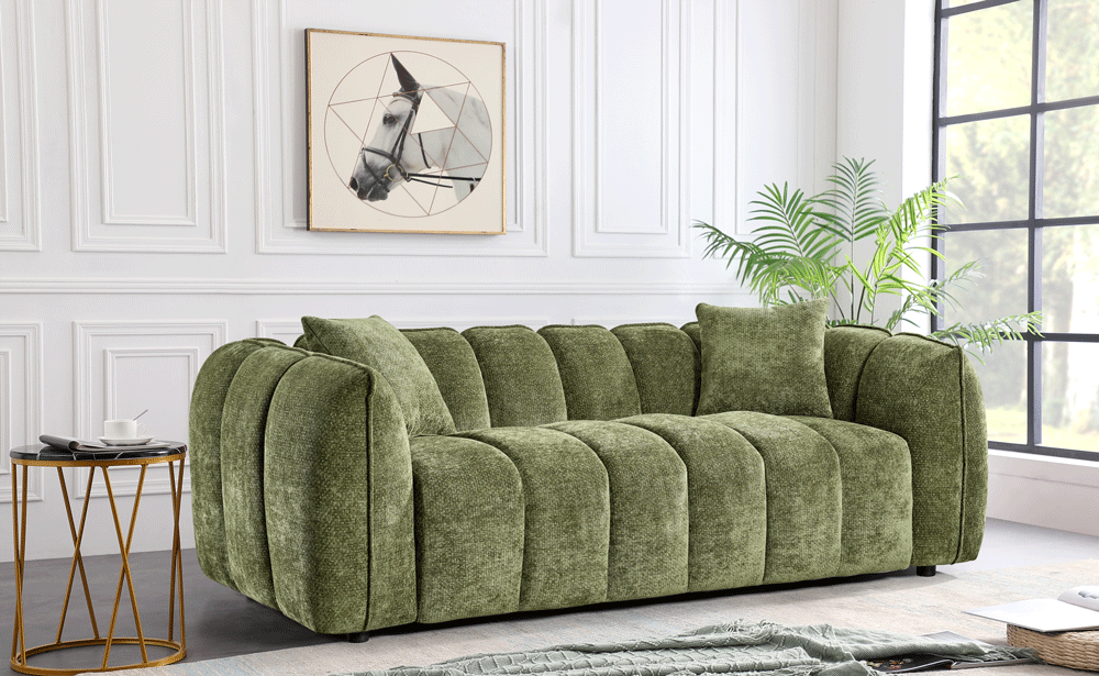 Venice Sofa Olive 3 Seater - Home Furniture Interiors