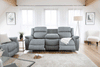 Grey Fabric 3 Seater Electric Recliner Sofa Pillow Top Arms - Home Furniture Interiors