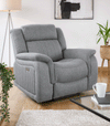 Grey Fabric Electric Recliner Armchair Pillow Top Arms - Home Furniture Interiors
