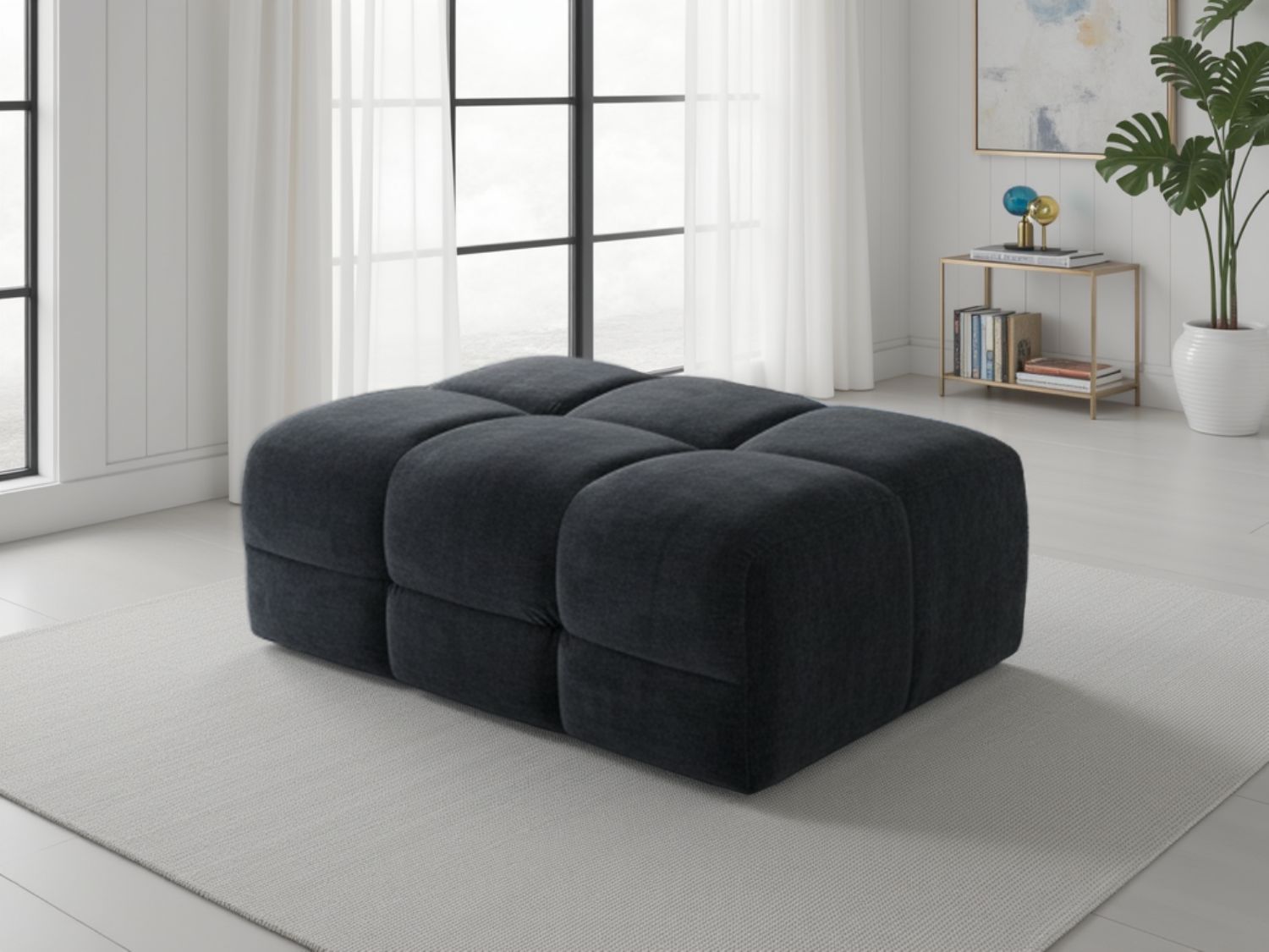 Jacob Sofa Black Footstool - Home Furniture Interiors
