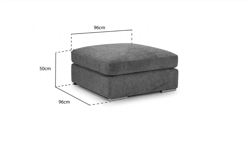 Beige Chenille Fabric Square Footstool - Home Furniture Interiors